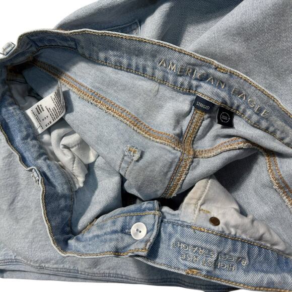 American Eagle Jeans Size 16 Highest Rise Baggy Straight Light Wash Denim - Picture 5 of 6